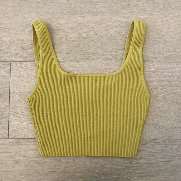 BABATON SCULPT KNIT TANK in MUSTARD, XS - Picture 3 of 6